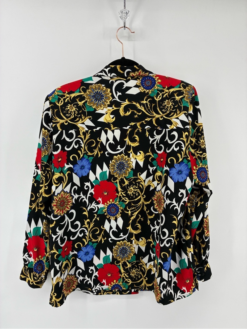 VINTAGE!! Carroll Reed Colorful Floral Bold Patterned Blouse Button Up - Picture 5 of 8